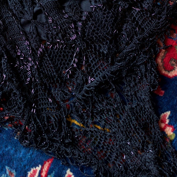 Vintage Long Black Beaded Flapper Dress - Picture 4 of 5